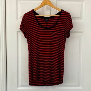 Red and navy striped t-shirt